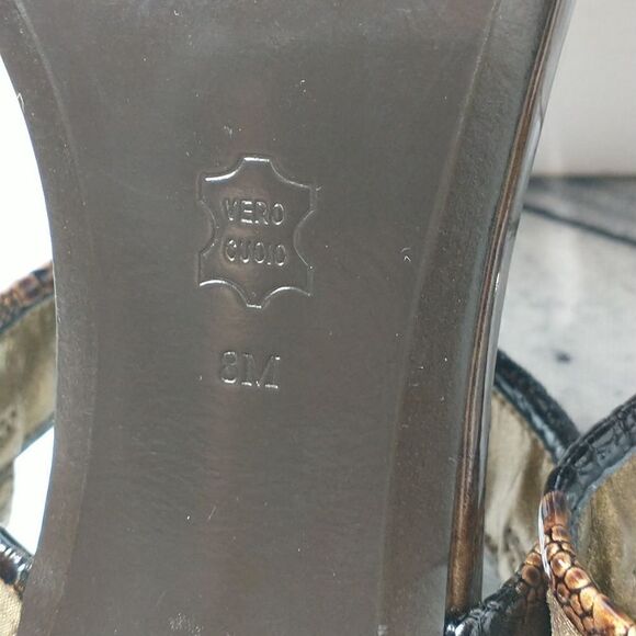 Linea Paolo SZ 8M Gold Sling Buckle Decorated Open Toe Heel Sandals - Picture 9 of 10